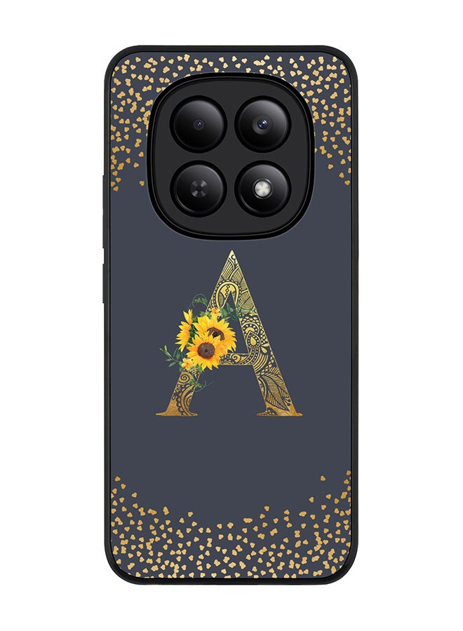 For Xiaomi Redmi Note 15 4G Case,Slim fit Camera Protection, Shockproof Thin Phone cover  - Custom Floral Monogram - A  (Grey )