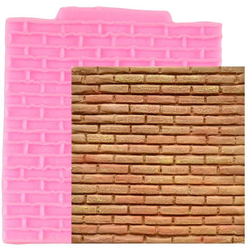QDMOLDS قوالب سيليكون QDMOLDS بنقشة جدار الطوب، قالب شوكولاتة فوندان لتزيين الكيك والكب كيك، طين بوليمر، حلوى، شوكولاتة، عجينة سكر. - Image 1