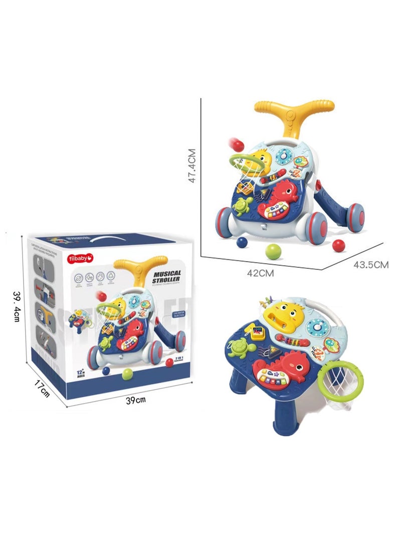 3 in 1 Learning Walker for Babies,Sit to Stand Baby Walker, Baby Push Walkers and Activity Center Walker, Musical Walking Toys, Adjustable Push Walkers for Boys Girls Toddlers Over 6 Months