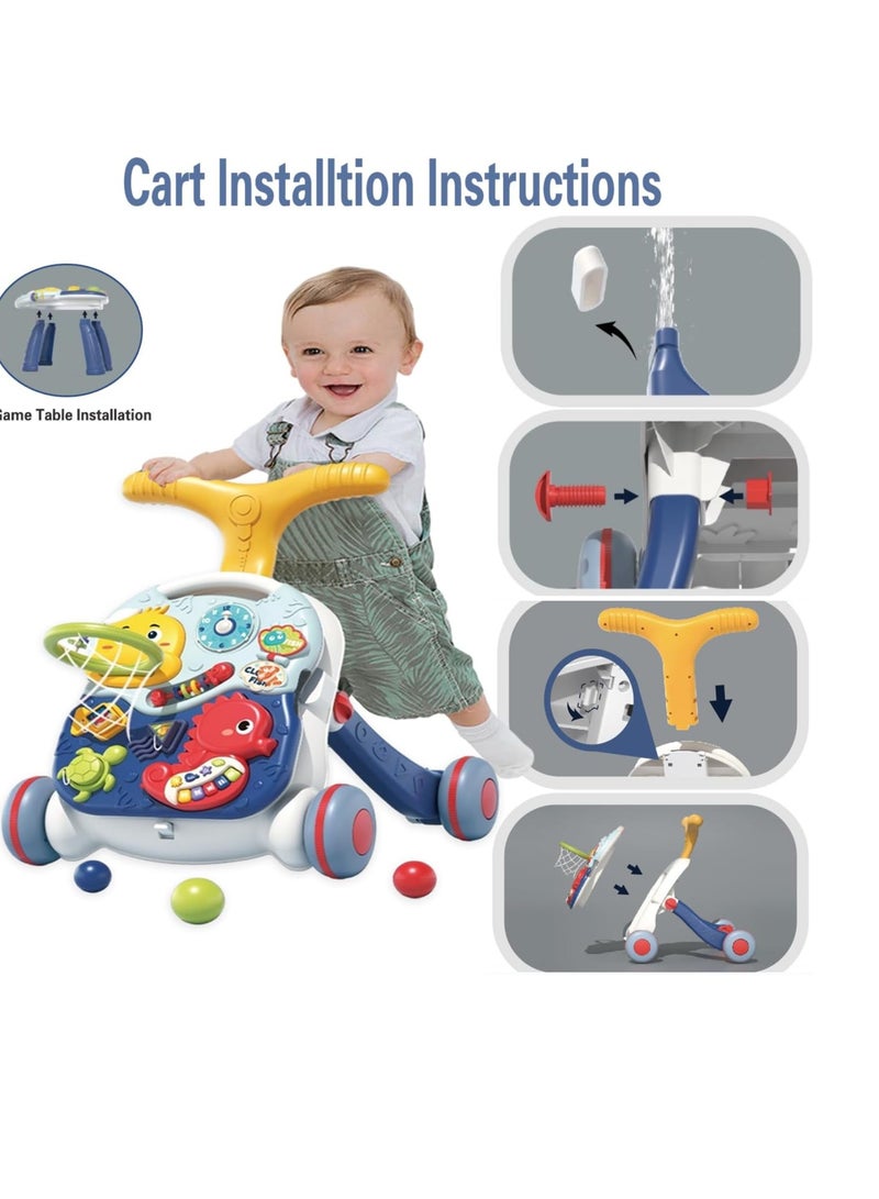 3 in 1 Learning Walker for Babies,Sit to Stand Baby Walker, Baby Push Walkers and Activity Center Walker, Musical Walking Toys, Adjustable Push Walkers for Boys Girls Toddlers Over 6 Months