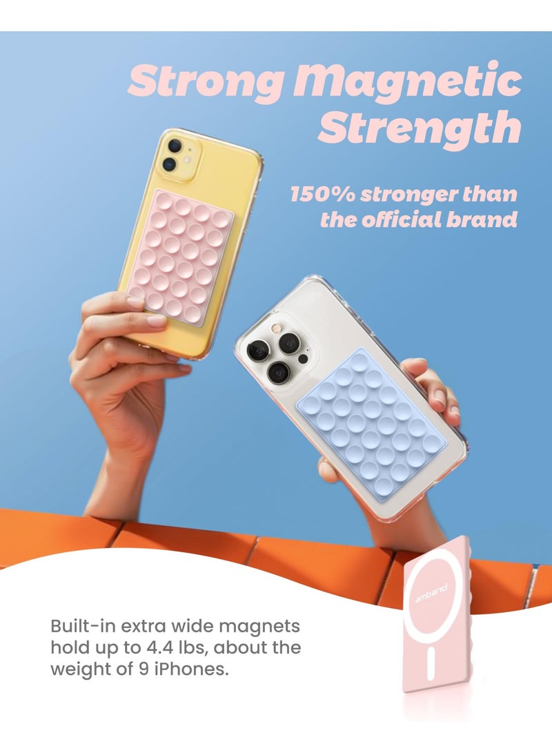 Mag Safe Magnetic Suction Cup Phone Holder,  Strong Magnetic Sticky Phone Suction Grip Stand for  iPhone 12 13 14 15 16 17 Series, Removable Hands Free Phone Mount for Vlog Makeup Gym Kitchen Bathroom, with 24 Silicone Suction Cups ﻿ - Image 3