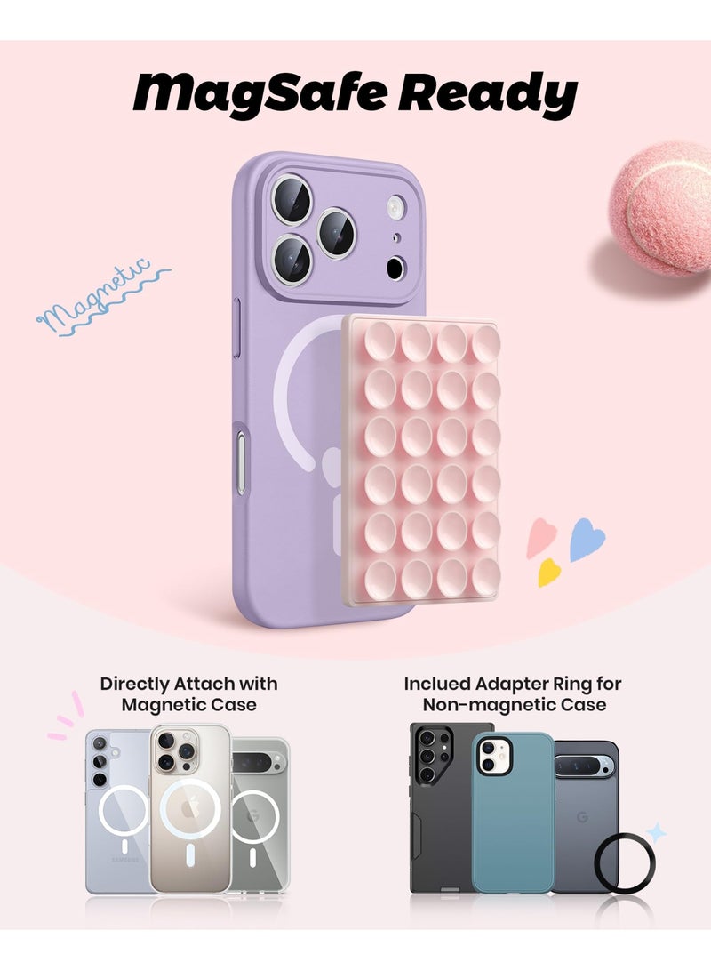 Mag Safe Magnetic Suction Cup Phone Holder,  Strong Magnetic Sticky Phone Suction Grip Stand for  iPhone 12 13 14 15 16 17 Series, Removable Hands Free Phone Mount for Vlog Makeup Gym Kitchen Bathroom, with 24 Silicone Suction Cups ﻿ - Image 2