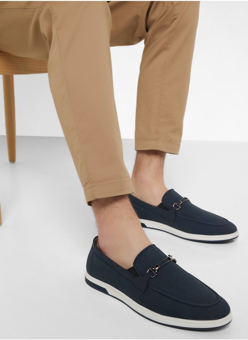 Robert Wood - Trim Detail Casual Nubuck Slip On Loafers - Image 1