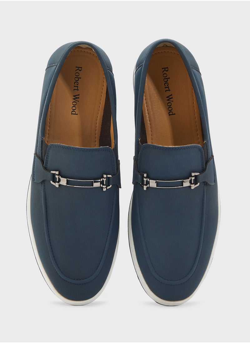 Robert Wood - Trim Detail Casual Nubuck Slip On Loafers - Image 1