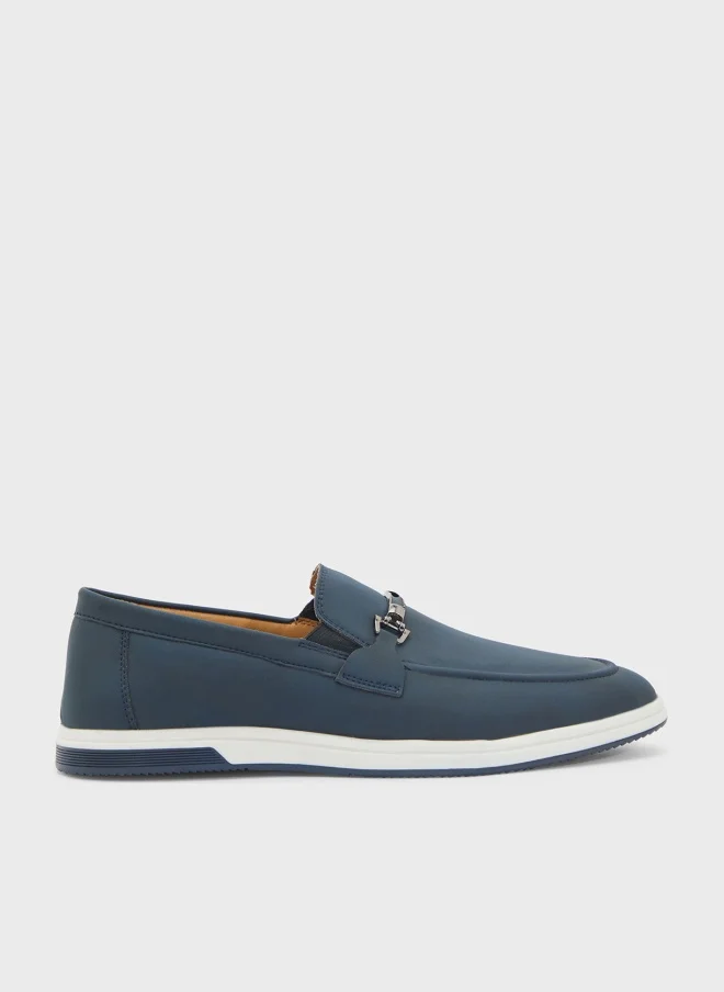 Robert Wood Trim Detail Casual Nubuck Slip On Loafers