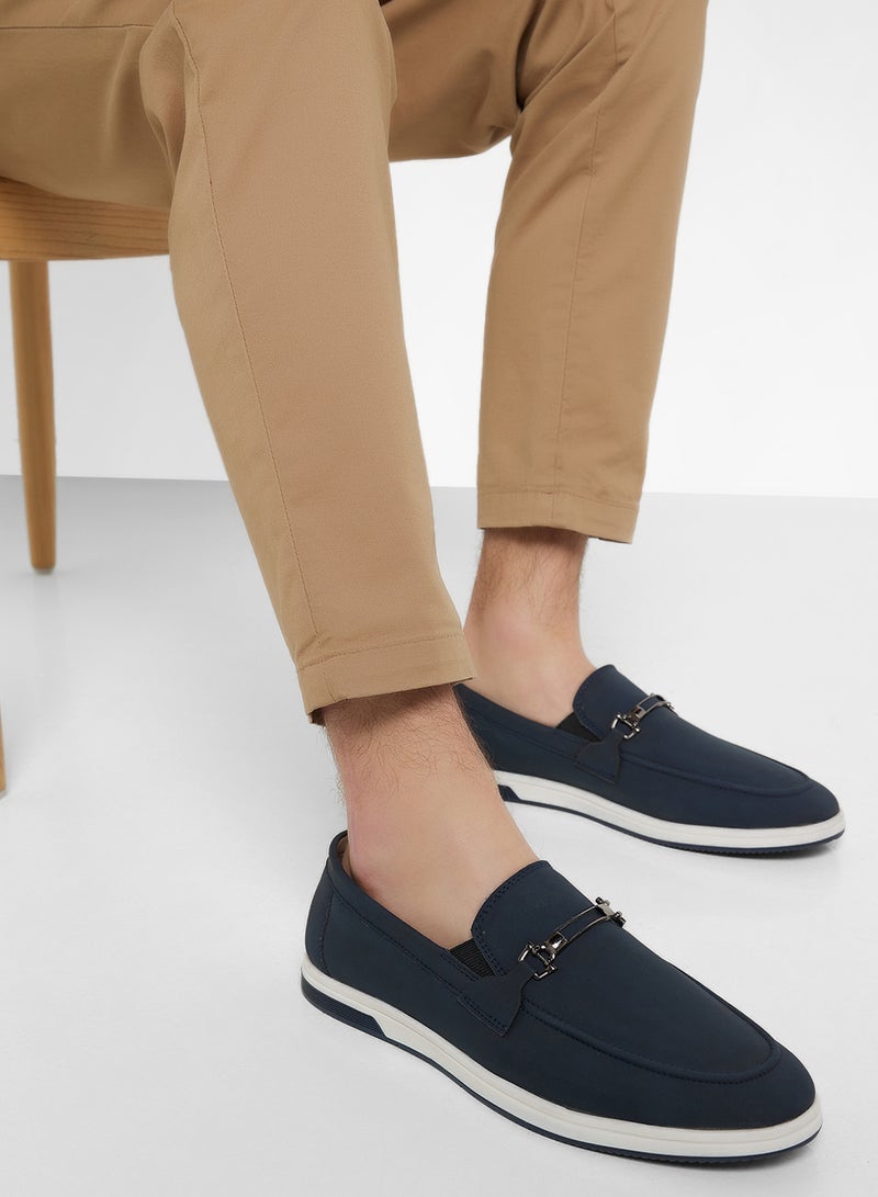 Robert Wood Trim Detail Casual Nubuck Slip On Loafers - Image 5