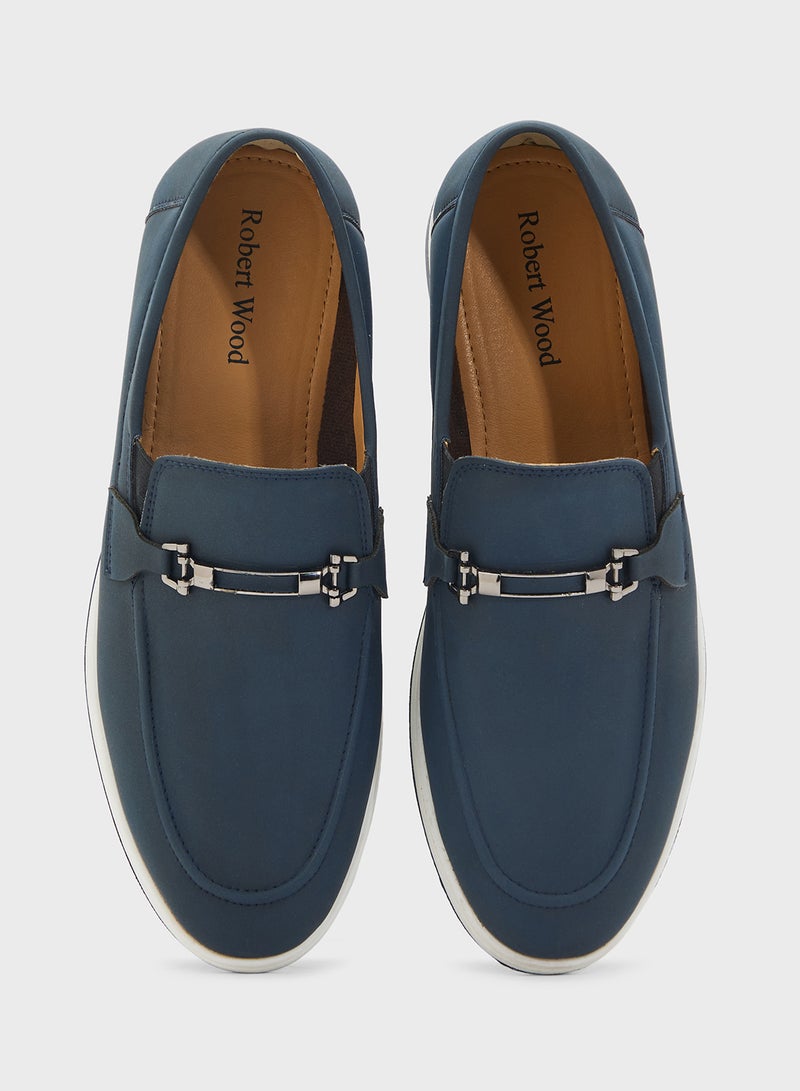 Robert Wood Trim Detail Casual Nubuck Slip On Loafers - Image 4