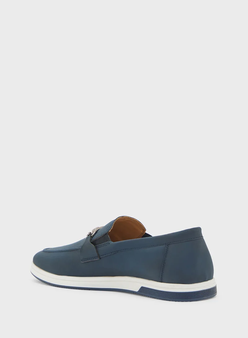 Robert Wood Trim Detail Casual Nubuck Slip On Loafers