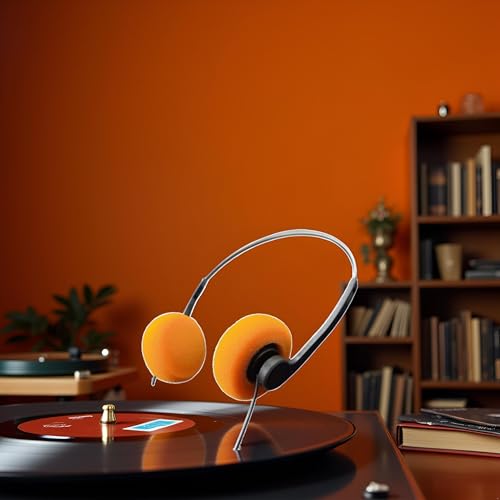 Pxiryanlow Orange Retro Over-Ear Headphone, Vintage Feelings Underwire Headphone, Retro Lightweight Earphones, Hi-Fi Stereo Earphone Headset, Over-Ear Headphones, Headphones and Earbuds - Image 4