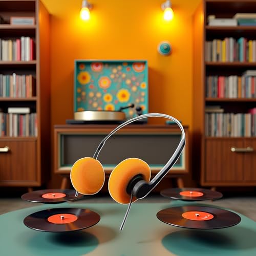 Pxiryanlow Orange Retro Over-Ear Headphone, Vintage Feelings Underwire Headphone, Retro Lightweight Earphones, Hi-Fi Stereo Earphone Headset, Over-Ear Headphones, Headphones and Earbuds - Image 5