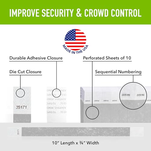 Wristco 1,000 WristCo Silver Tyvek Wristbands for Events - Comfortable Tear Resistant Paper Bracelets ID Wrist Bands for Concerts Festivals Admission Party Identification - Image 2