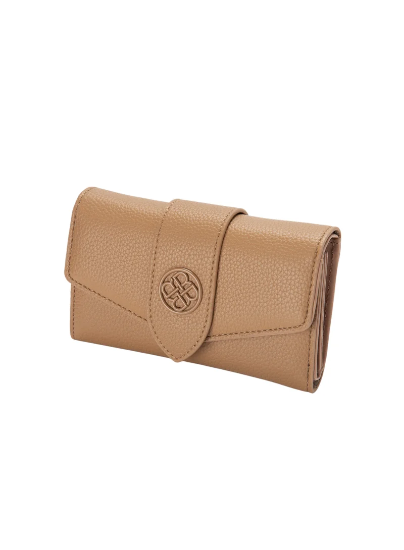 Bata Textured Tri-Fold Wallet Beige