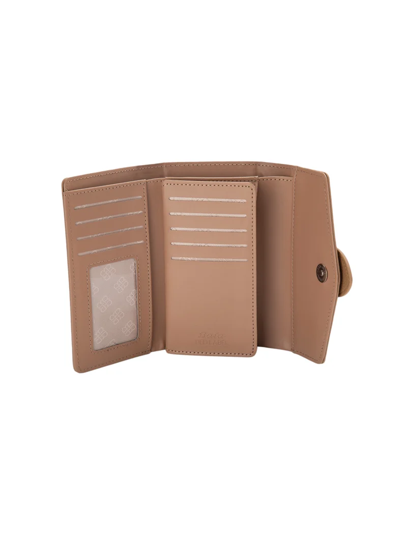 Bata Textured Tri-Fold Wallet Beige