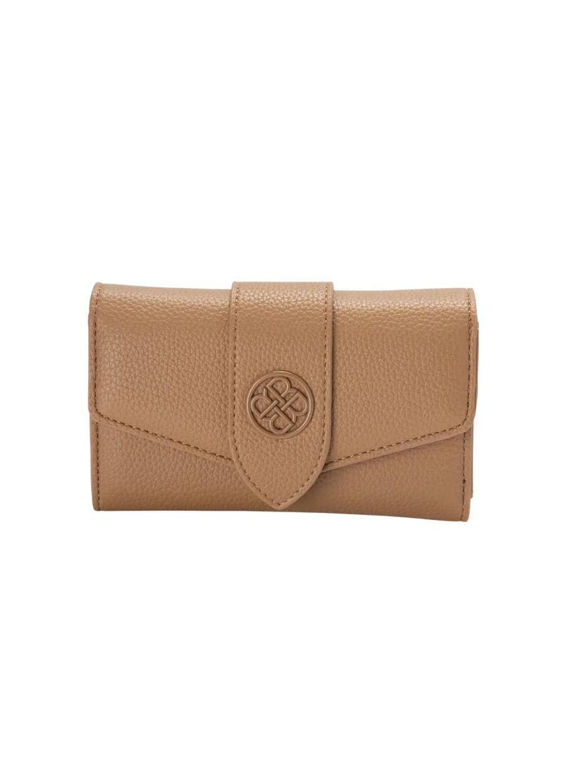 Bata Textured Tri-Fold Wallet Beige