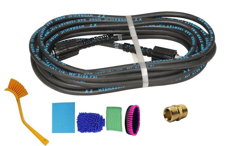 Digital Craft Hydraulic Pressure Washer Hose Pipe 2750PSI M2215 14mm High Pressure Washer Hose Spray Water Hydraulic Pressure Washer Pipe 8MTRHousekeeping 5 Item SetPipe Joint Connector M22