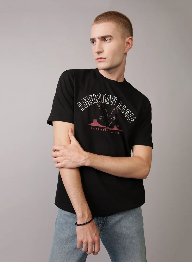 American Eagle Embroidered Crew Neck Graphic T-Shirt