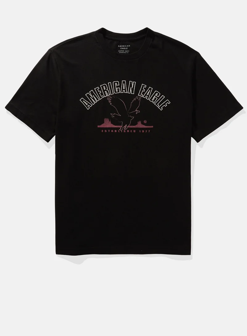 American Eagle Embroidered Crew Neck Graphic T-Shirt