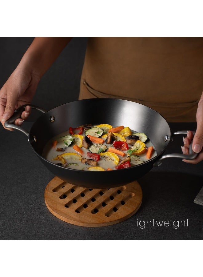 Stahl مقلاة ستال بلاكسميث بلس من الحديد الزهر، قطر 28 سم، مقلاة حديد خفيفة الوزن، مقلاة نيتريد للطهي، متوافقة مع موقد الحث والغاز، سعة 3.2 لتر (لـ 4 أشخاص) - Image 4