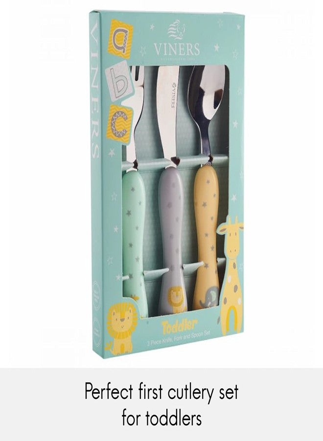 Viners Premium Kids Food Grade Stainless Steel Cutlery Set – 3 Pcs Easy Grip Flatware in Gift Box | Food Grade Forks and Spoons, Tableware for Boys, Girls, Kids - Image 2