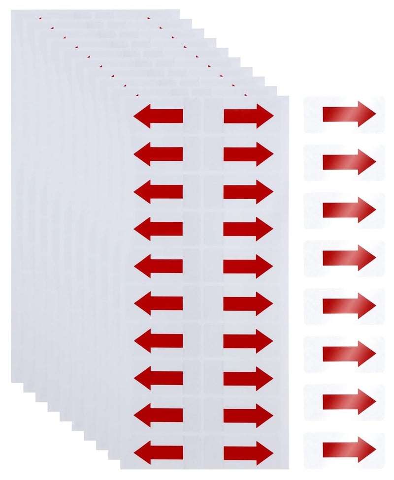 Mini Skater 200pcs Directional Arrow Stickers PVC Marking Sign Tape Label for Seal Fixing Removable Adhesive Decal Instructions Sticker Waterproof Arrow Sign,10mm Non-Sticky at The End (Red) - Image 1
