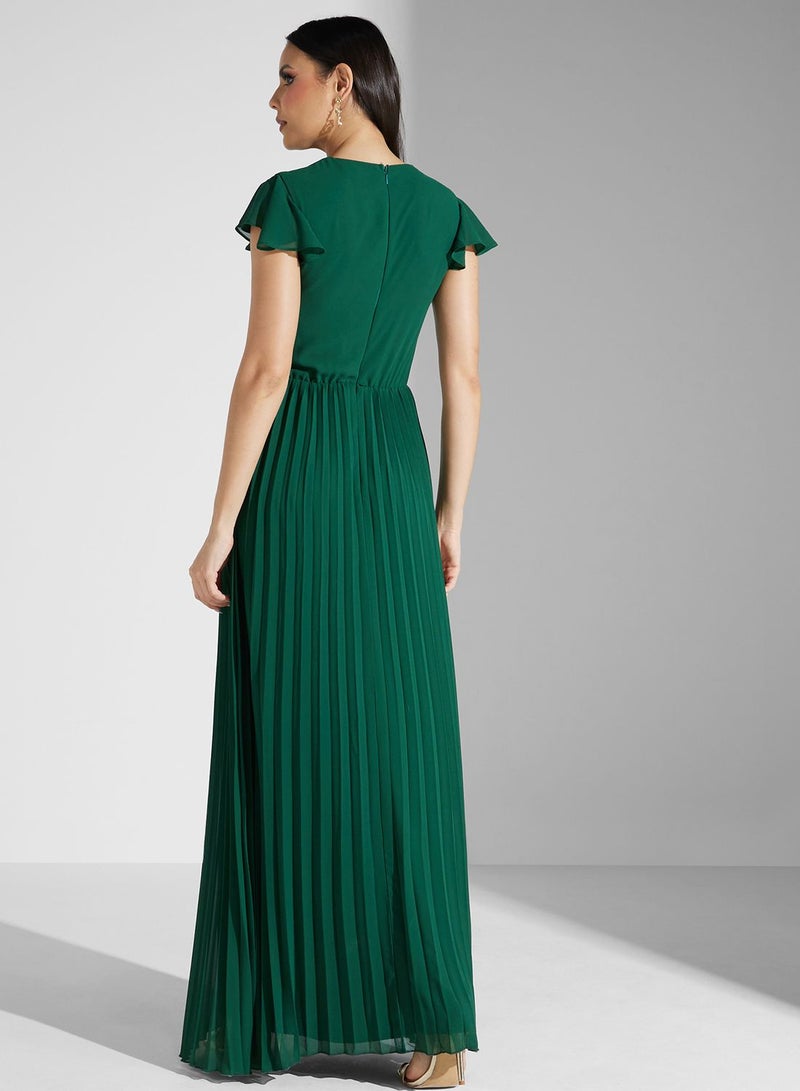 TFNC Pleated Emerald Dress - Image 2