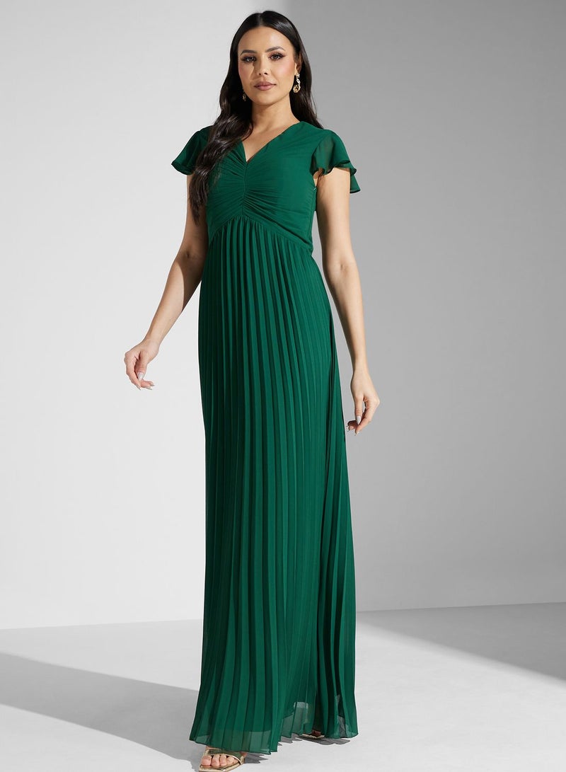 TFNC Pleated Emerald Dress - Image 4