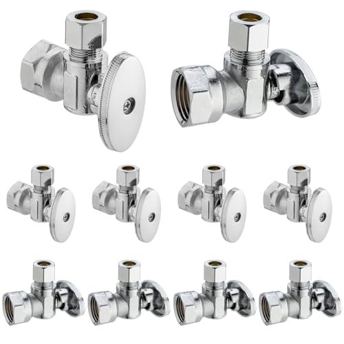 Lingmfg 10 Pieces Lingmfg Angle Valve Shut Off Valve 12 NPT Thread x 38 Compression LINGAV3812FNPTA10 - Image 1