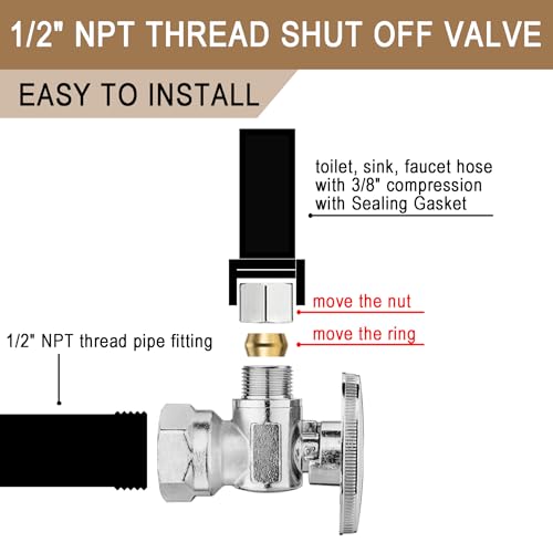 Lingmfg 10 Pieces Lingmfg Angle Valve Shut Off Valve 12 NPT Thread x 38 Compression LINGAV3812FNPTA10 - Image 3