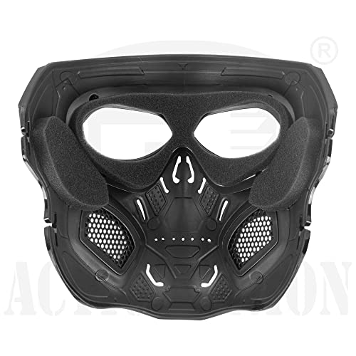 ACTIONUNION Airsoft Mask Full Face Skull Balaclava Face Mask Men Skeleton Mask Tactical Protective Paintball Mask Cosplay Costume (Black) - Image 3