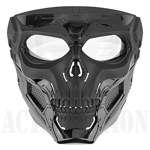 ACTIONUNION Airsoft Mask Full Face Skull Balaclava Face Mask Men Skeleton Mask Tactical Protective Paintball Mask Cosplay Costume (Black) - Image 2