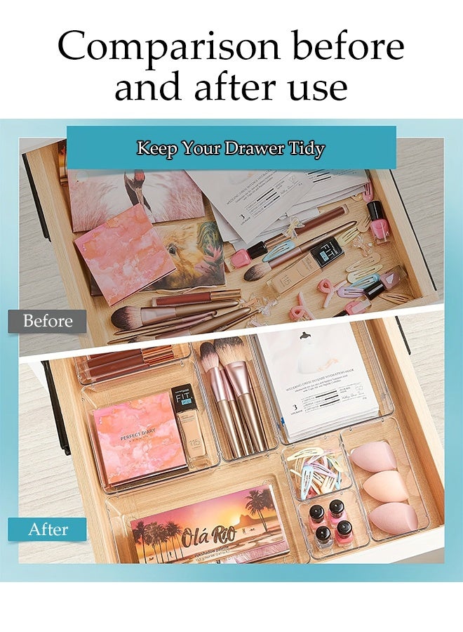 DUNISO 25 PCS Drawer Organiser Set,Drawer Organizer Tray,Stackable Storage Bins,Durable and Sturdy, Saving Space,for Bathroom, Kitchen, Makeup, Office & Desk,4 Size - Image 4