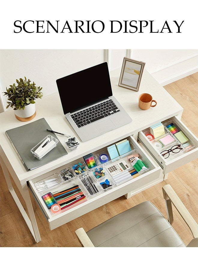 DUNISO 25 PCS Drawer Organiser Set,Drawer Organizer Tray,Stackable Storage Bins,Durable and Sturdy, Saving Space,for Bathroom, Kitchen, Makeup, Office & Desk,4 Size - Image 5