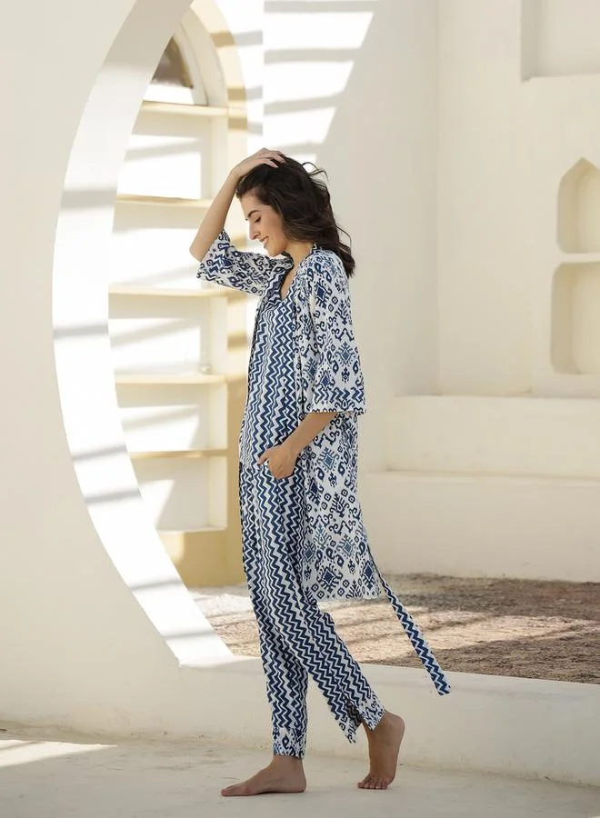 sanskrutihomes sanskrutihomes All-Over Printed Top, Shrug and Pyjama Set