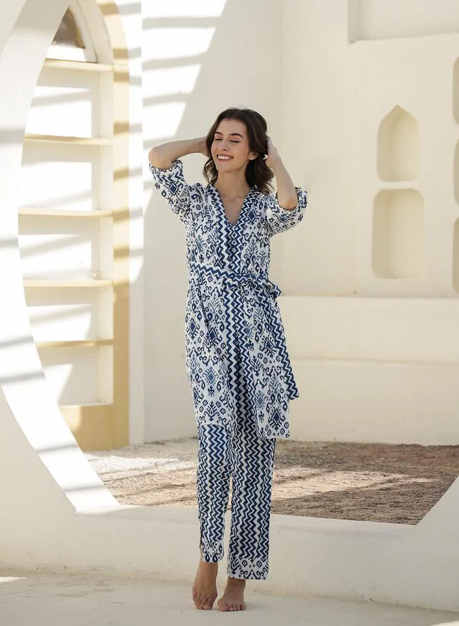 sanskrutihomes sanskrutihomes All-Over Printed Top, Shrug and Pyjama Set