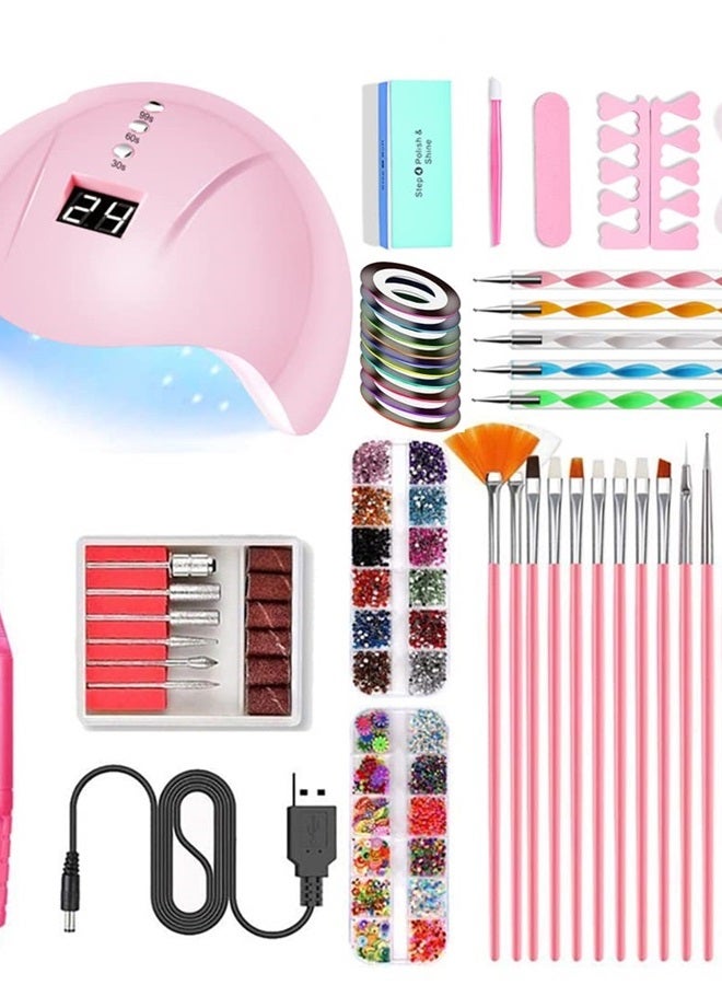 MIUVA Portable UV Lamp LED Dry Nail Kit Manicure Nail Tool Set,Practical Nail Art Set,Electric Nail Drill with UV LED Nail Light ,3D Art Acrylic Nail Tools - Image 1