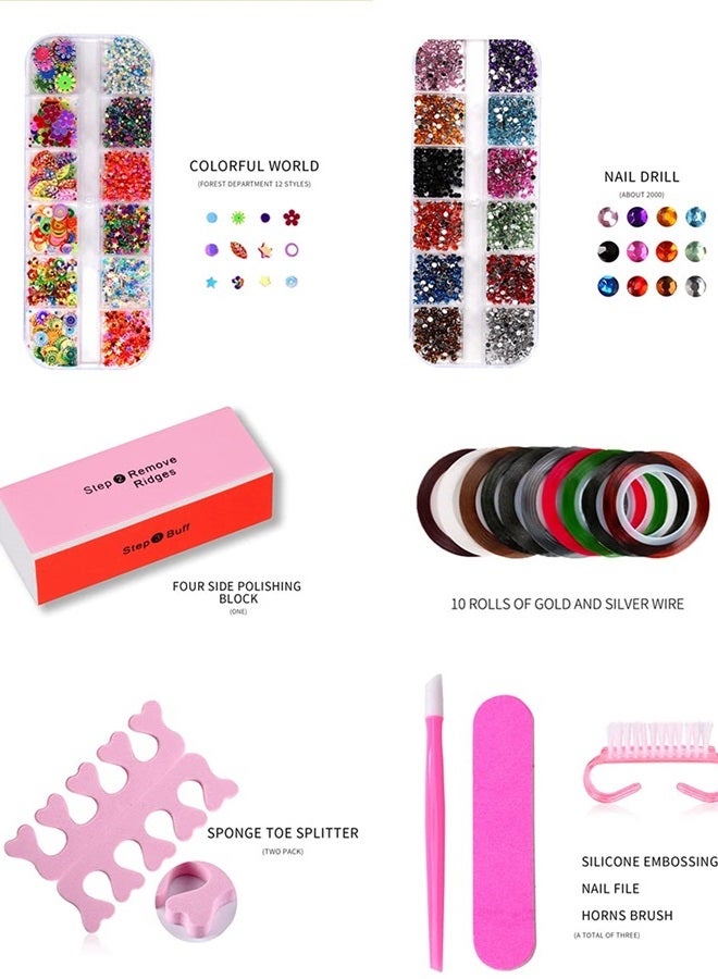 MIUVA Portable UV Lamp LED Dry Nail Kit Manicure Nail Tool Set,Practical Nail Art Set,Electric Nail Drill with UV LED Nail Light ,3D Art Acrylic Nail Tools - Image 3