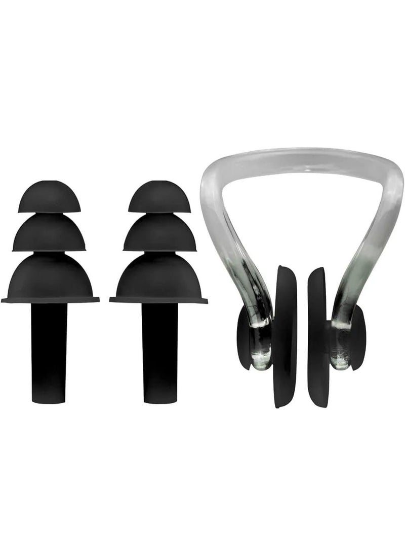 QSHOP ® Ear Plugs Nose Clip Set Ergonomic Design Comfortable Swim Guard for Swimming Training  - Image 1