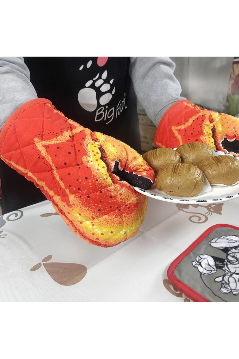 general Crab claw gloves, 1 pair of gloves, 100% cotton oven gloves, microwave-safe heat-resistant baking gloves, kitchen high-temperature protective thickened anti-slip gloves - Image 2