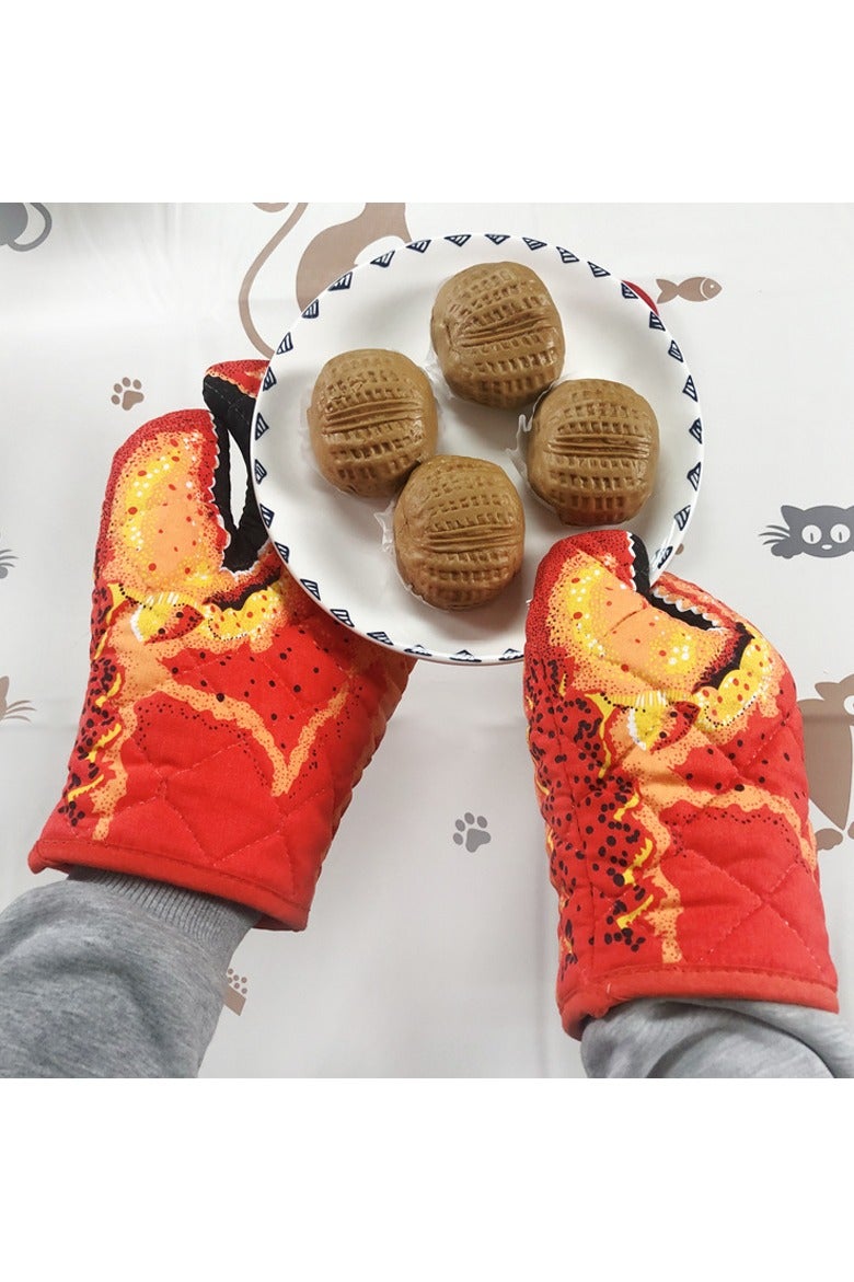 general Crab claw gloves, 1 pair of gloves, 100% cotton oven gloves, microwave-safe heat-resistant baking gloves, kitchen high-temperature protective thickened anti-slip gloves - Image 3