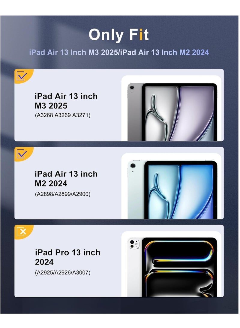 DUSALA Case for New iPad Air 13 inch (M3/M2-2025/2024) with Pencil Holder, Slim Stand Protective Cover with Clear Transparent Back Shell for iPad Air 13 inch, Auto Wake/Sleep, (Black) - Image 2