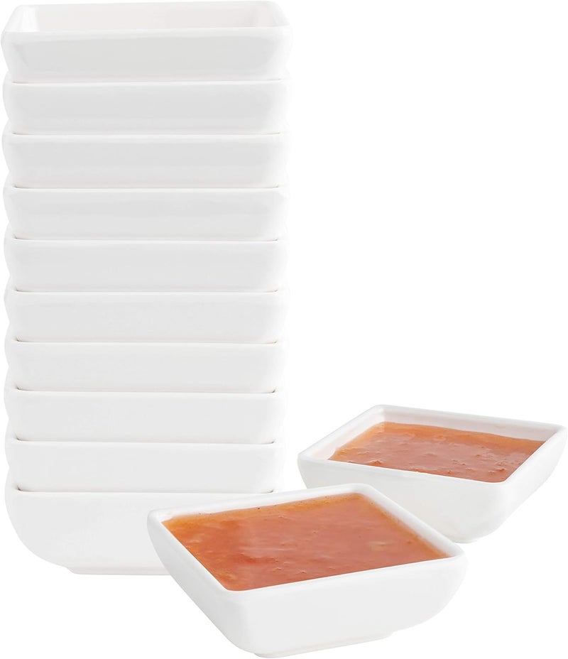 CHEFQ 12 Pack Mini Sauce Dish 27 Super White Elegant Dinnerware 100 Melamine Non Breakable Durable - Image 1