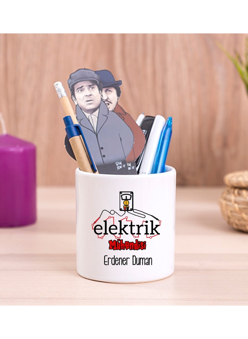 Hediye Dükkanı Gift Shop Personalized Electrical Engineer Ceramic Pen Holder 