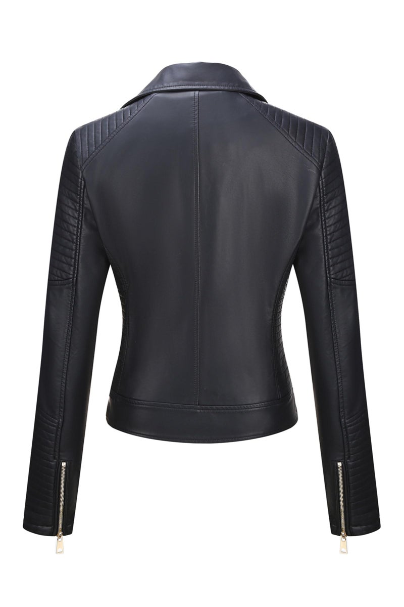 Bellivera Women Faux Leather Jacket Motorcycle Quilted Coat 53 Black S - Image 5