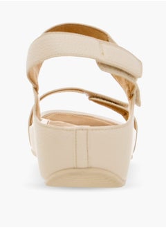 Flora Bella By Shoexpress Women Textured Strap Sandals with Hook and Loop Closure  - Image 5