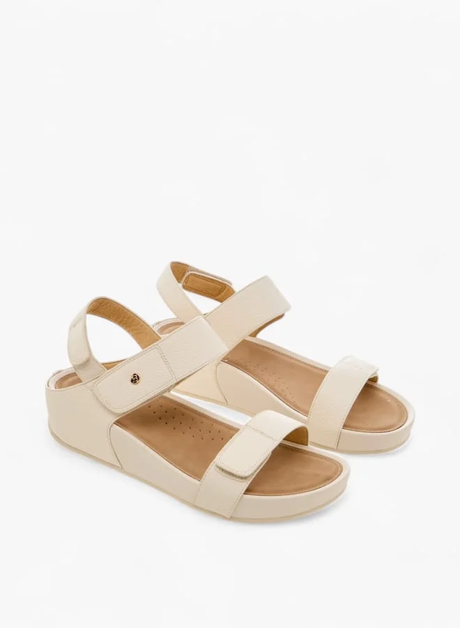 Flora Bella By Shoexpress Women Textured Strap Sandals with Hook and Loop Closure