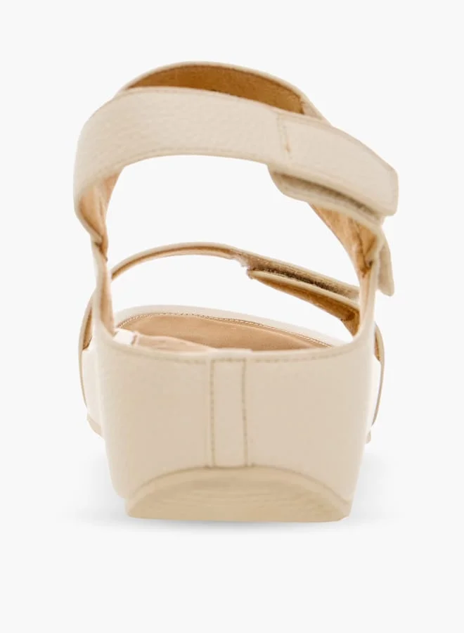 Flora Bella By Shoexpress Women Textured Strap Sandals with Hook and Loop Closure