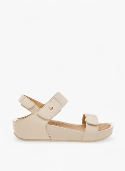 Flora Bella By Shoexpress Women Textured Strap Sandals with Hook and Loop Closure