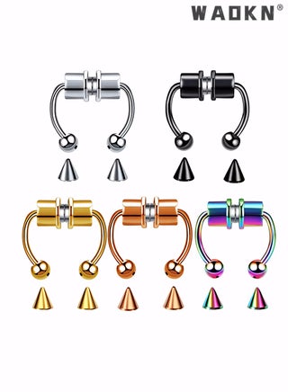 5Pcs Magnetic Septum Nose Ring, Horseshoe Fake Nose Septum Rings Non-Pierced Clip On Nose Hoop Rings Stainless Steel Faux Reusable Nose Ring Hoop for Women Men - pzsku/ZEFC090E83CAE9ED7E821Z/45/_/1712763466/c087dd89-fe5f-475f-966e-52b875a312fd