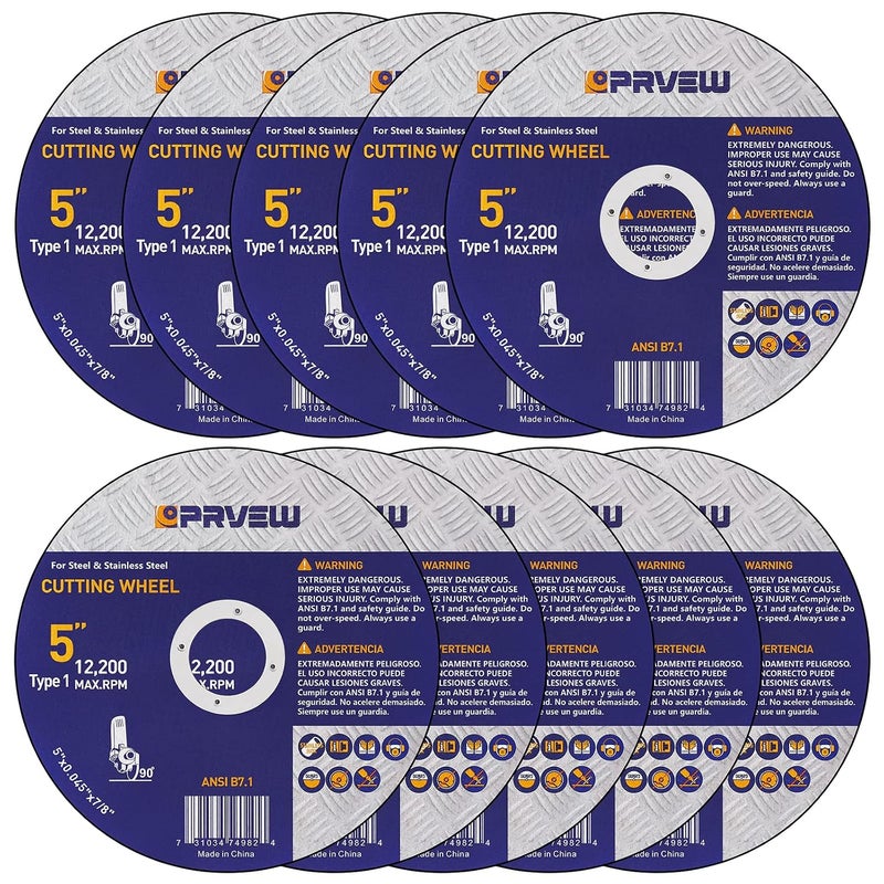 5 Inch Cut Off Wheels,10-Pack 5"x0.045"x7/8" Quality Cutting Disc, Metal & Stainless Steel Aggressive Cutting Wheel for Angle Grinder, General Purpose Cut-Off Wheel(5-Inch) Multi-color available build