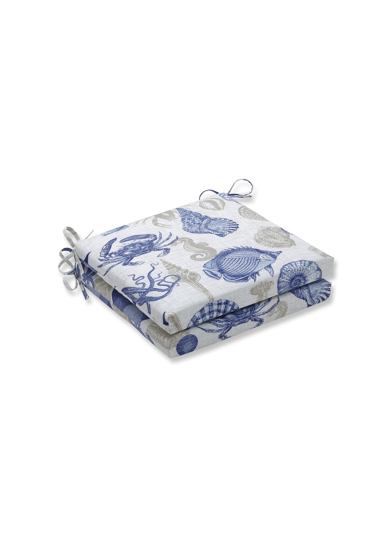 Pillow Perfect Pillow Perfect 614991 OutdoorIndoor Sealife Marine Square Corner Seat Cushions 20 x 20 Blue 2 Pack 